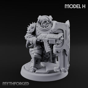 Shield Bracing Gun Toting Space Dwarf Trooper H