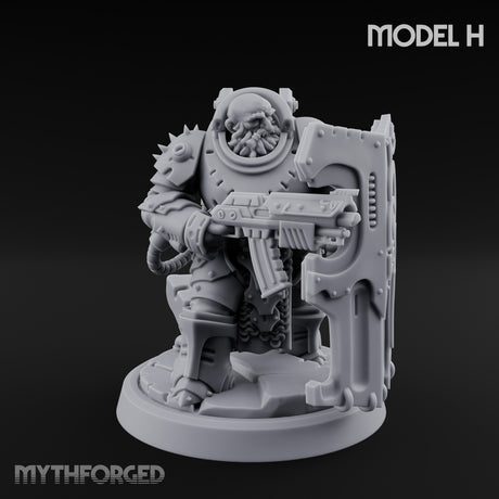 Shield Bracing Gun Toting Space Dwarf Trooper H