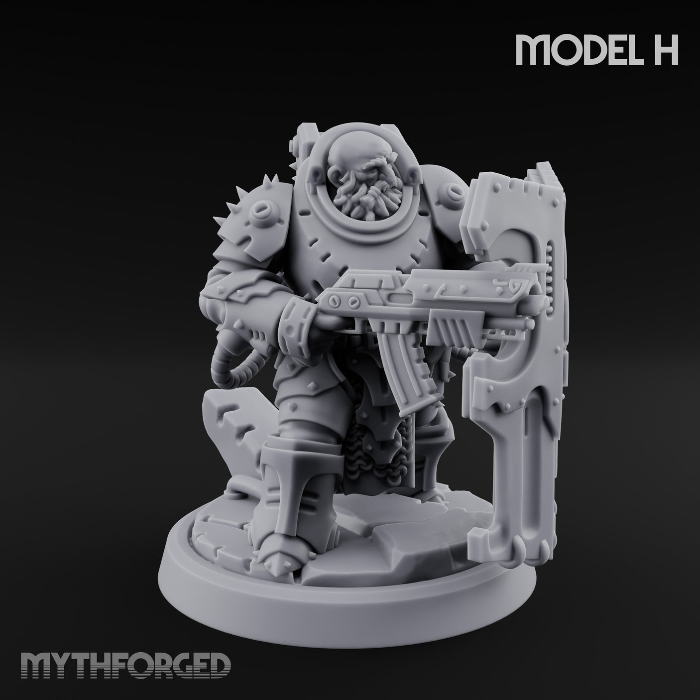 Shield Bracing Gun Toting Space Dwarf Trooper H gallery 1