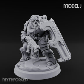 Shield Bracing Gun Toting Space Dwarf Trooper J
