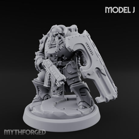 Shield Bracing Gun Toting Space Dwarf Trooper J