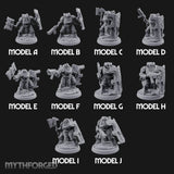 Shield Bracing Gun Toting Space Dwarf Troopers Miniature for Dungeons and Dragons, Pathfinder or other TTRPGs