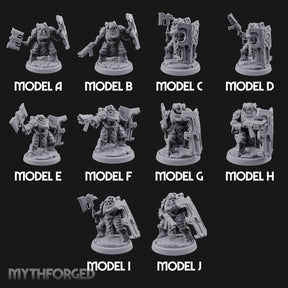 Shield Bracing Gun Toting Space Dwarf Troopers Miniature for Dungeons and Dragons, Pathfinder or other TTRPGs