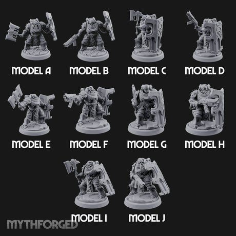 Shield Bracing Gun Toting Space Dwarf Troopers — Full Set