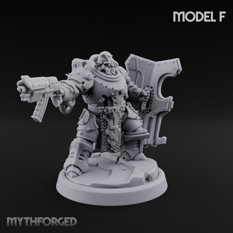 Shield Bracing Gun Toting Space Dwarf Troopers — F
