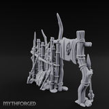 Shield-Leaned Banner-Draped Tribal Bamboo Wall Scene Miniature for Dungeons and Dragons, Pathfinder or other TTRPGs