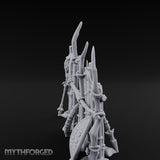 Shield-Leaned Banner-Draped Tribal Bamboo Wall Scene Miniature for Dungeons and Dragons, Pathfinder or other TTRPGs