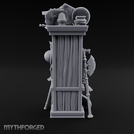 Shield-Stacked Crossbow-Crammed Warrior's Armoury Shelf Miniature for Dungeons and Dragons, Pathfinder or other TTRPGs