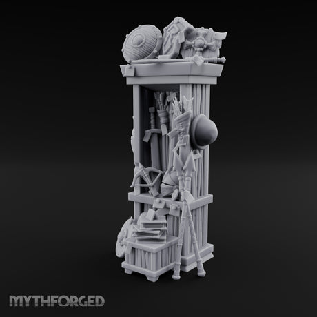 Shield-Stacked Crossbow-Crammed Warrior's Armoury Shelf Miniature for Dungeons and Dragons, Pathfinder or other TTRPGs