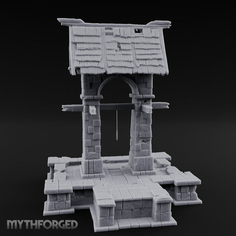 Shingle-Roofed Chain-Hung Village Well Miniature for Dungeons and Dragons, Pathfinder or other TTRPGs