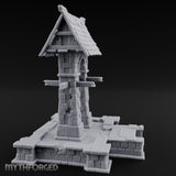 Shingle-Roofed Chain-Hung Village Well Miniature for Dungeons and Dragons, Pathfinder or other TTRPGs