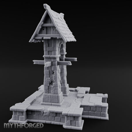 Shingle-Roofed Chain-Hung Village Well Miniature for Dungeons and Dragons, Pathfinder or other TTRPGs