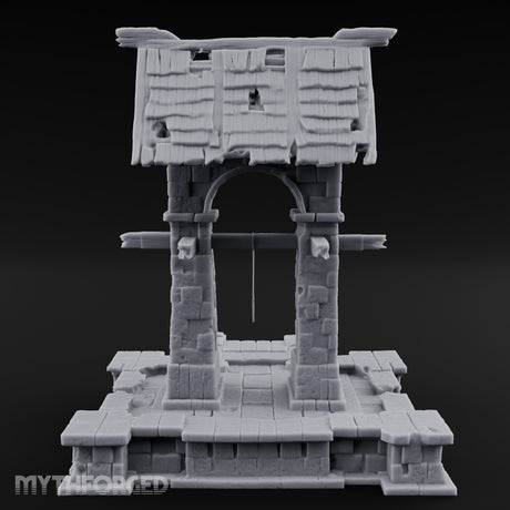 Shingle-Roofed Chain-Hung Village Well Miniature for Dungeons and Dragons, Pathfinder or other TTRPGs