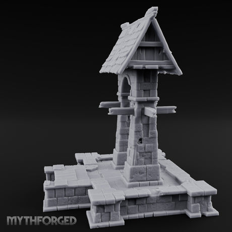 Shingle-Roofed Chain-Hung Village Well Miniature for Dungeons and Dragons, Pathfinder or other TTRPGs