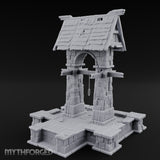 Shingle-Roofed Chain-Hung Village Well Miniature for Dungeons and Dragons, Pathfinder or other TTRPGs