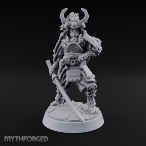 Armoured Horns High Commanding Shogun Miniature for Dungeons and Dragons, Pathfinder or other TTRPGs