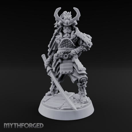 Armoured Horns High Commanding Shogun Miniature for Dungeons and Dragons, Pathfinder or other TTRPGs