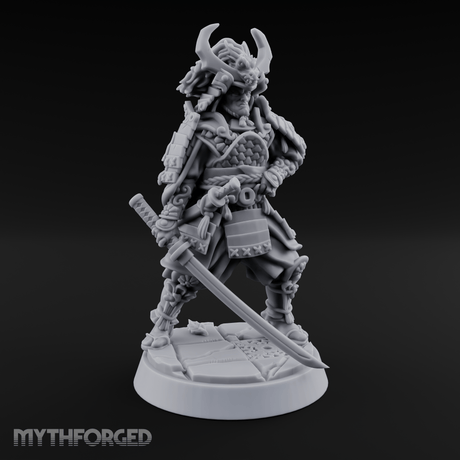 Armoured Horns High Commanding Shogun Miniature for Dungeons and Dragons, Pathfinder or other TTRPGs