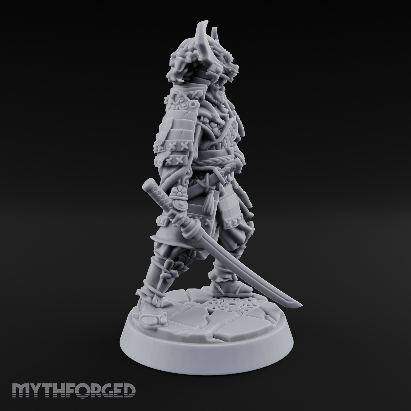 Armoured Horns High Commanding Shogun Miniature for Dungeons and Dragons, Pathfinder or other TTRPGs