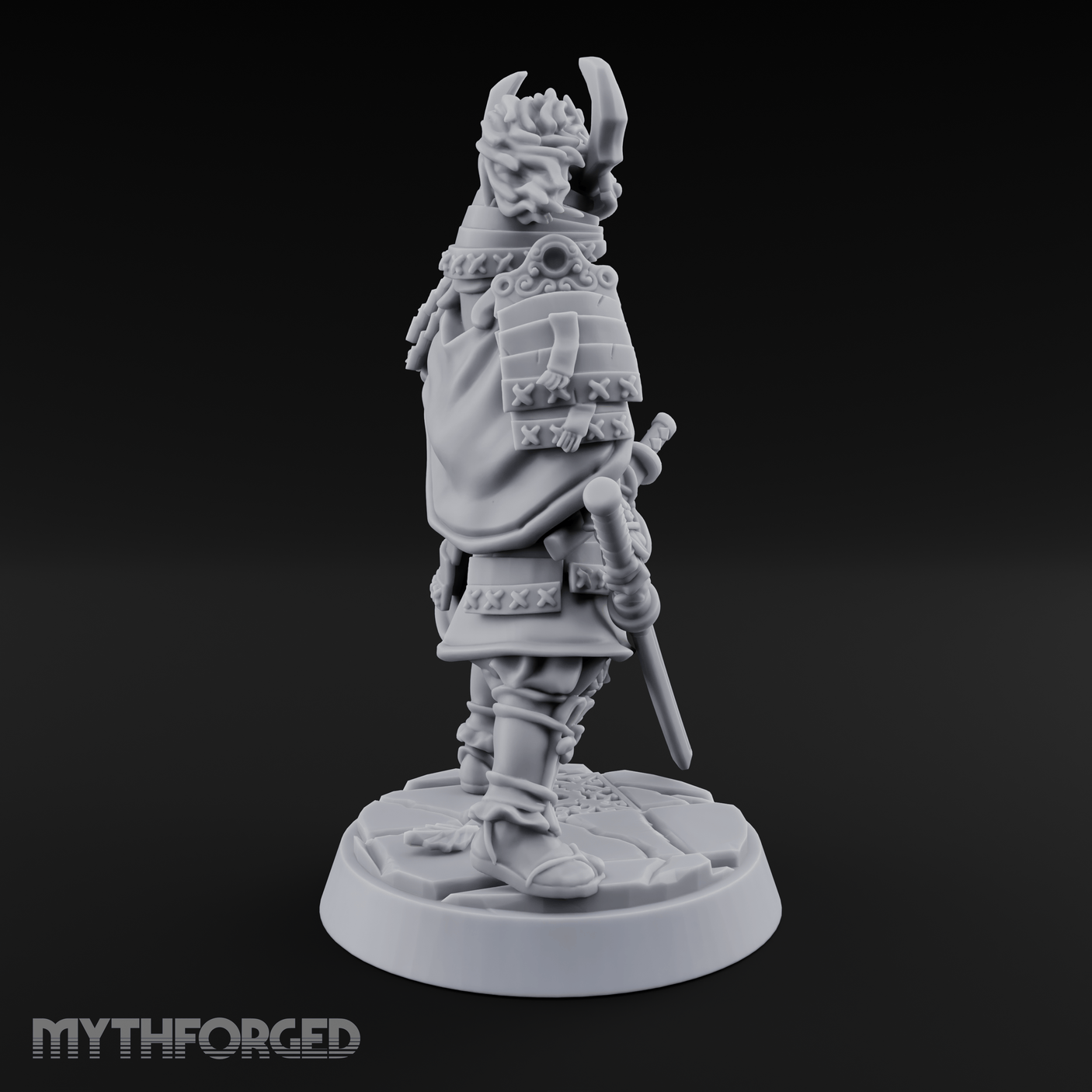 Armoured Horns High Commanding Shogun Miniature for Dungeons and Dragons, Pathfinder or other TTRPGs