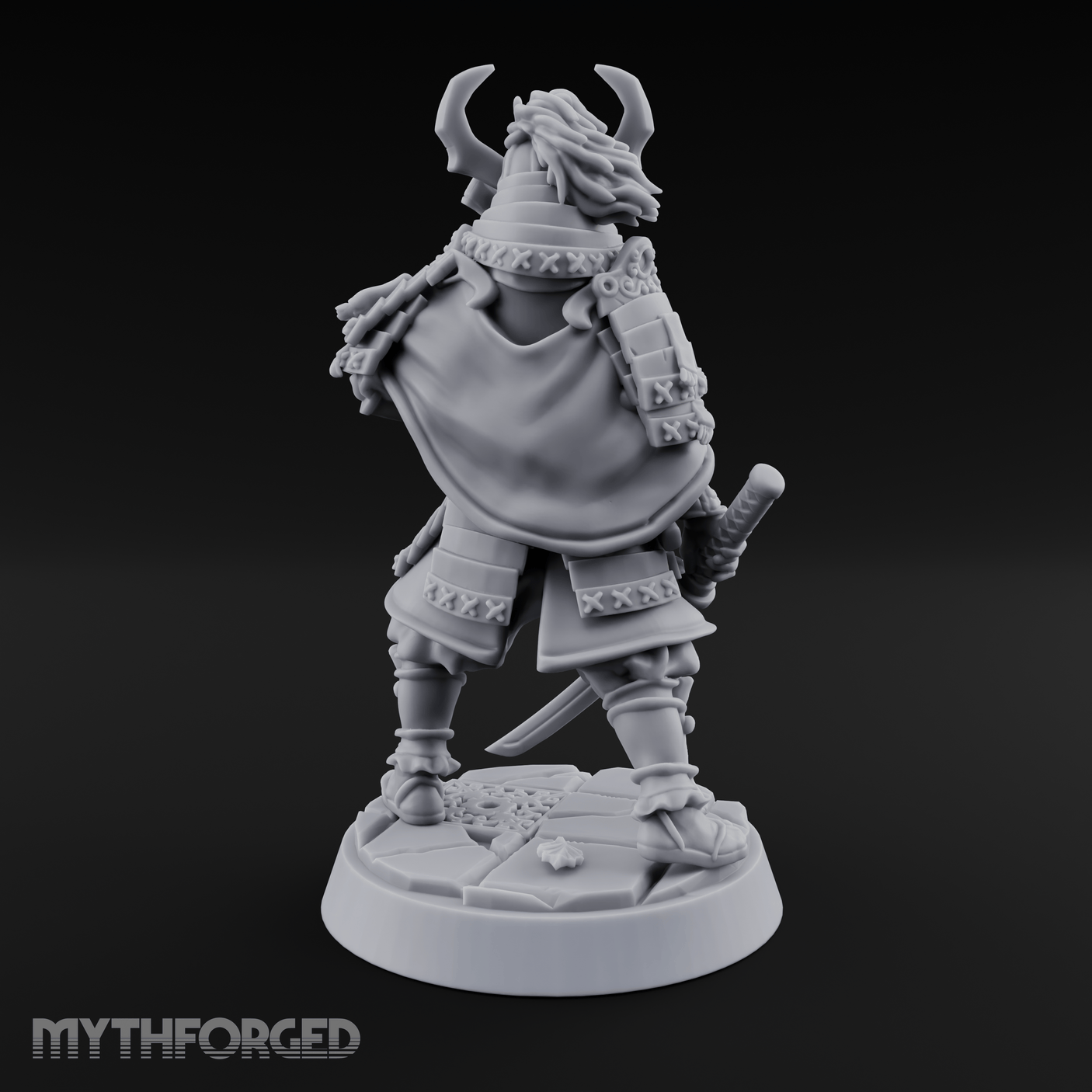 Armoured Horns High Commanding Shogun Miniature for Dungeons and Dragons, Pathfinder or other TTRPGs