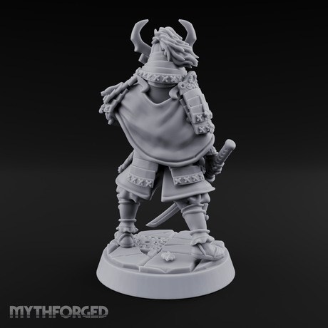 Armoured Horns High Commanding Shogun Miniature for Dungeons and Dragons, Pathfinder or other TTRPGs