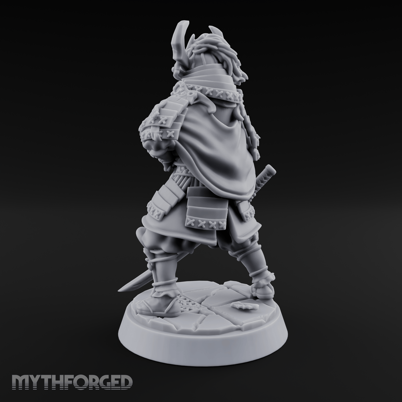 Armoured Horns High Commanding Shogun Miniature for Dungeons and Dragons, Pathfinder or other TTRPGs