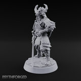 Armoured Horns High Commanding Shogun Miniature for Dungeons and Dragons, Pathfinder or other TTRPGs