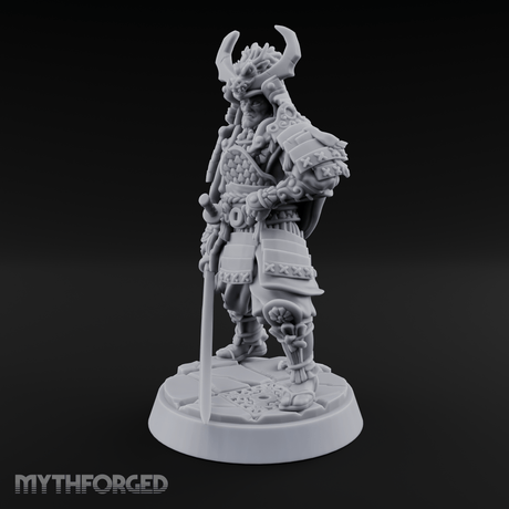 Armoured Horns High Commanding Shogun Miniature for Dungeons and Dragons, Pathfinder or other TTRPGs