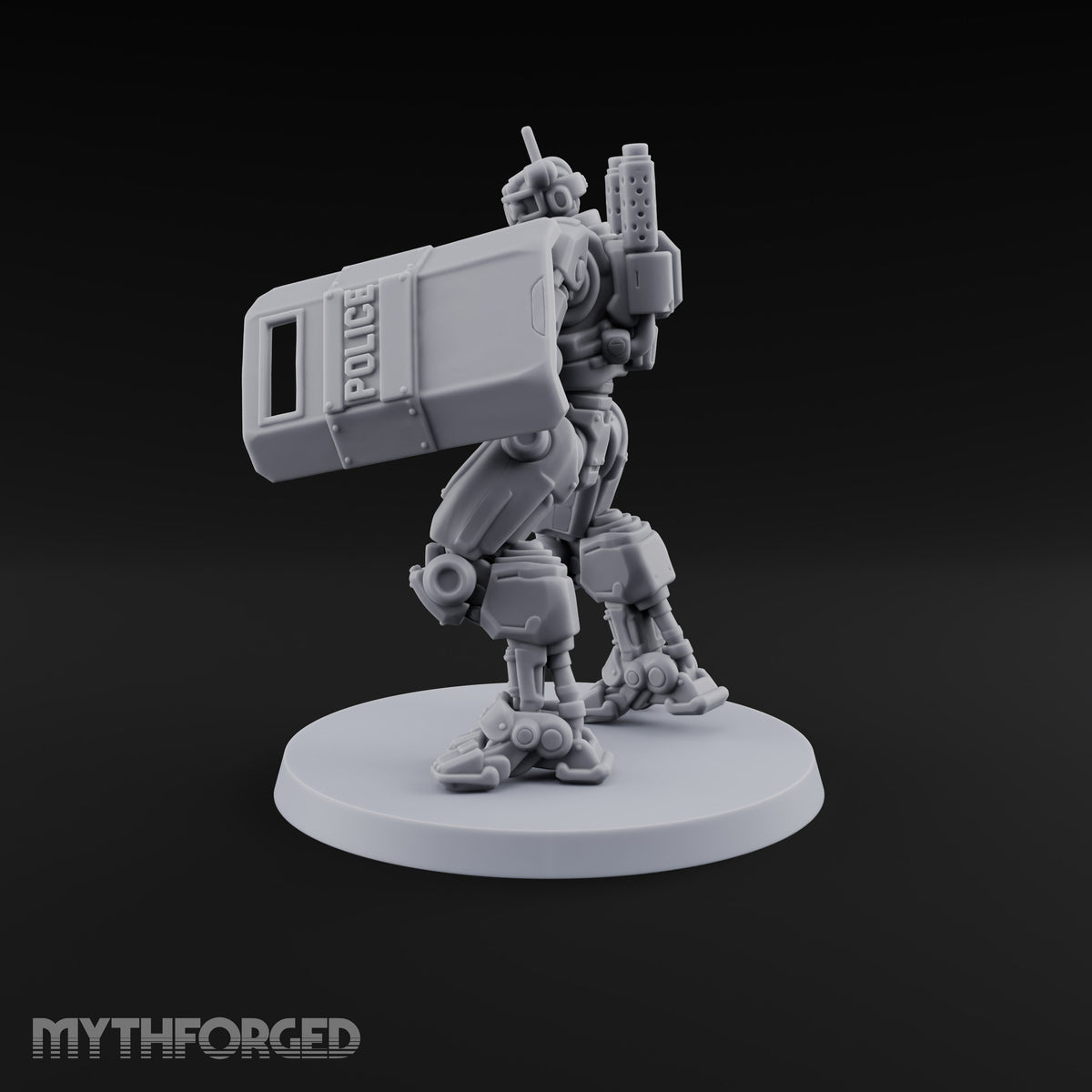 Riot Control, Rusted Edition Warforged Riot Police Robot with Shield A