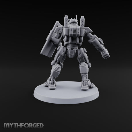 Riot Control, Rusted Edition Warforged Riot Police Robot with Shield B