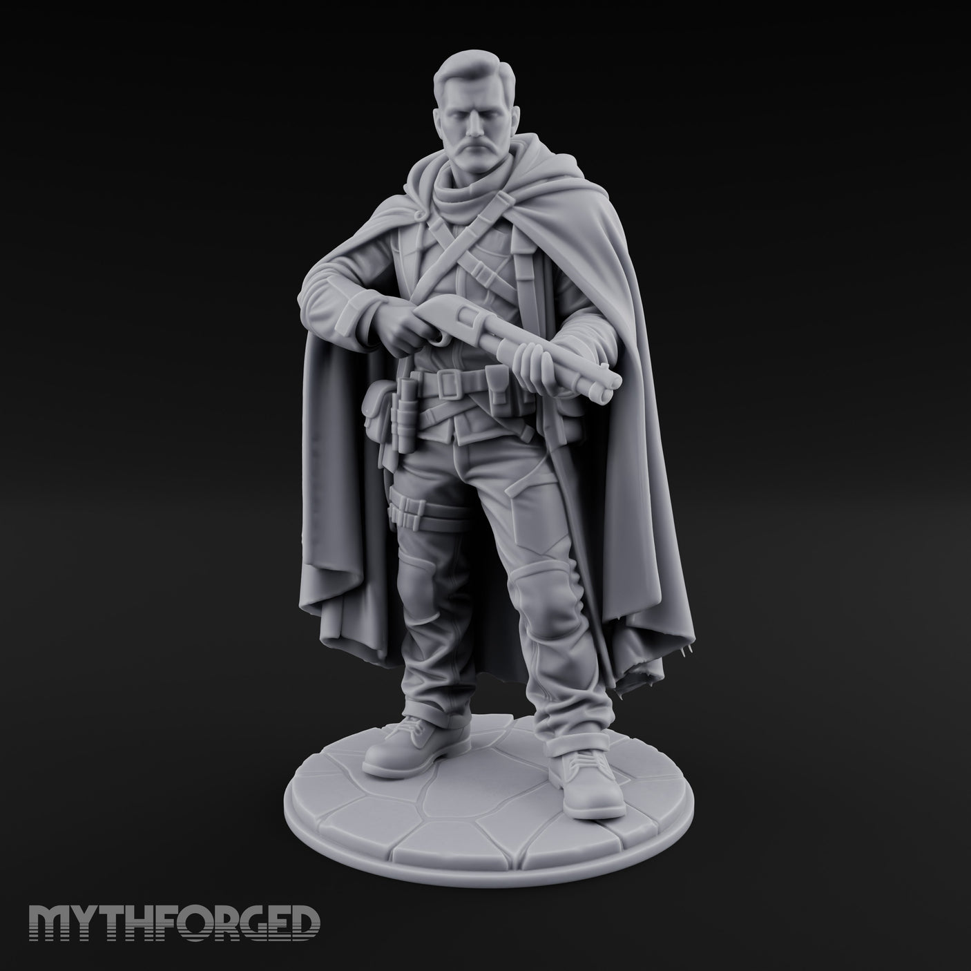 Shotgun Cradling Human Gunslinger Miniature for Dungeons and Dragons, Pathfinder or other TTRPGs
