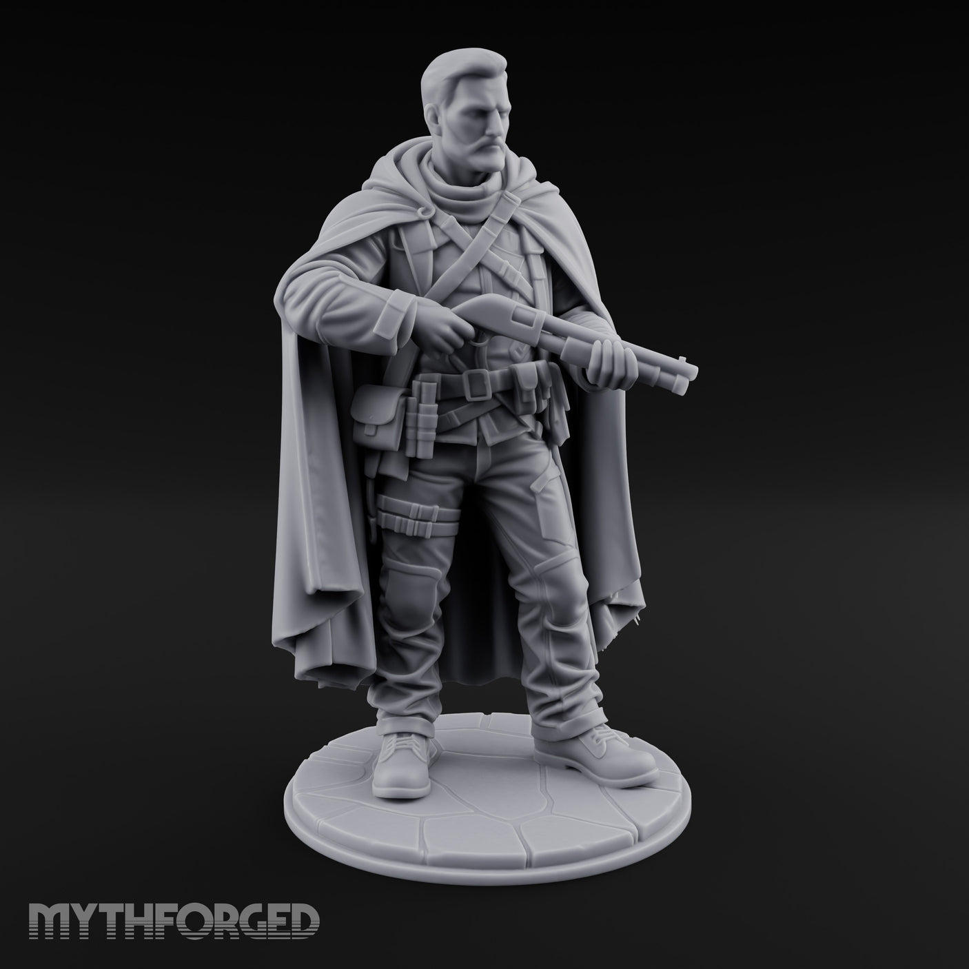 Shotgun Cradling Human Gunslinger Miniature for Dungeons and Dragons, Pathfinder or other TTRPGs