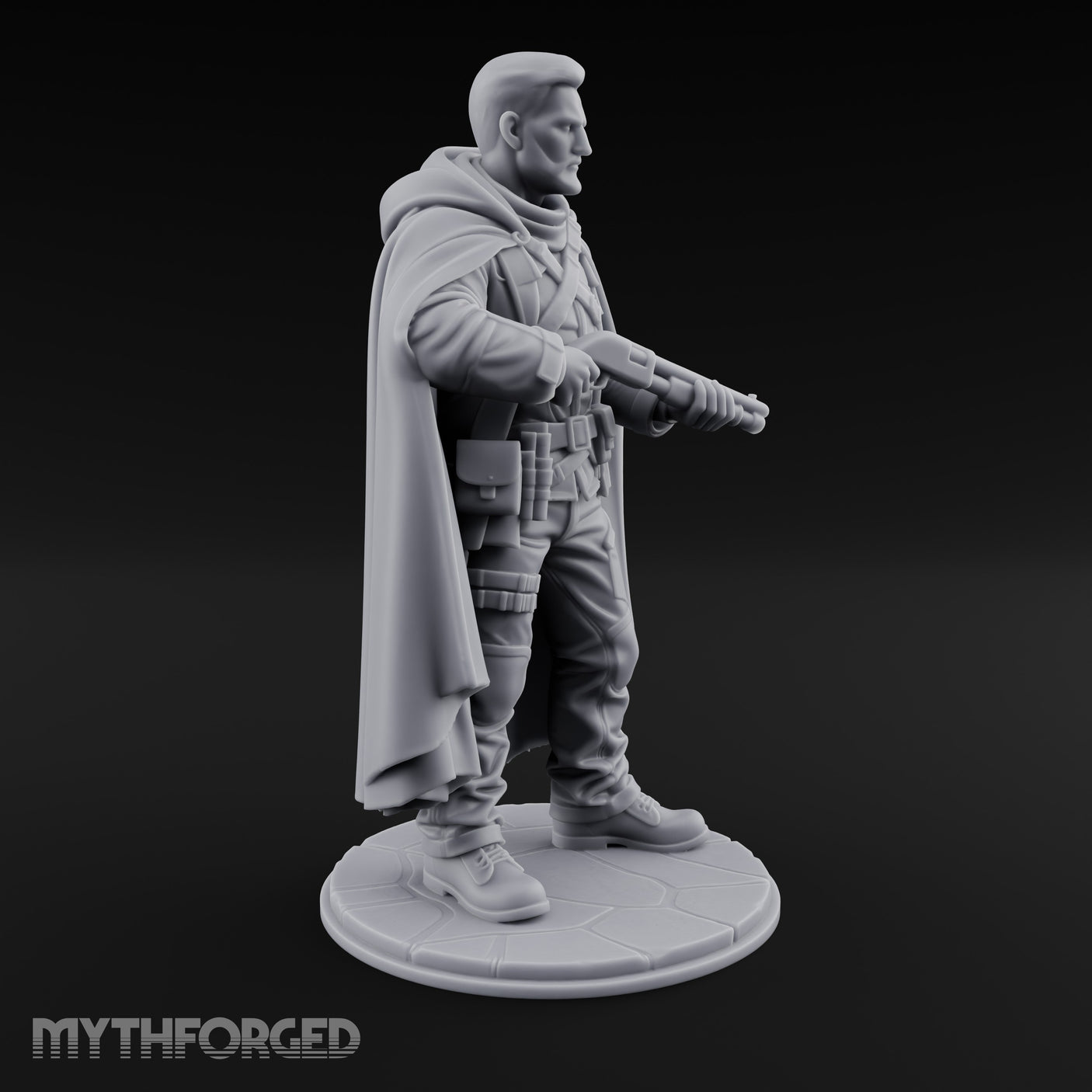 Shotgun Cradling Human Gunslinger Miniature for Dungeons and Dragons, Pathfinder or other TTRPGs