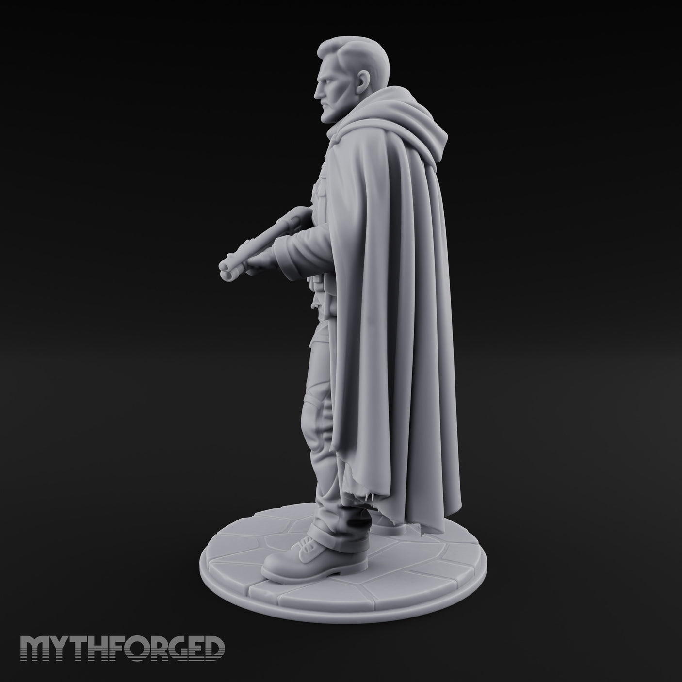 Shotgun Cradling Human Gunslinger Miniature for Dungeons and Dragons, Pathfinder or other TTRPGs