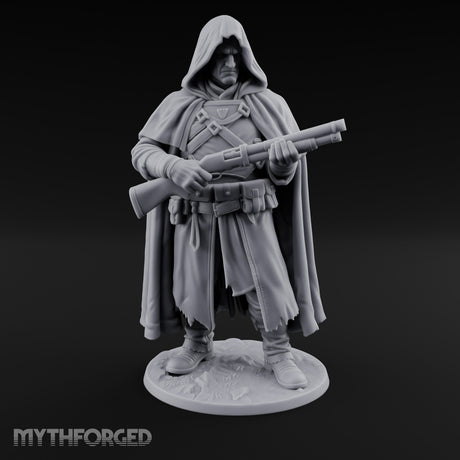 Shotgun Levelling Human Gunslinger Miniature for Dungeons and Dragons, Pathfinder or other TTRPGs