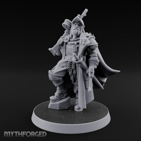 Shotgun Shouldered Cross Bearing Human Priest Miniature for Dungeons and Dragons, Pathfinder or other TTRPGs