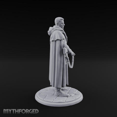 Shotgun-Slung Cape-Flowing Human Wanderer Miniature for Dungeons and Dragons, Pathfinder or other TTRPGs