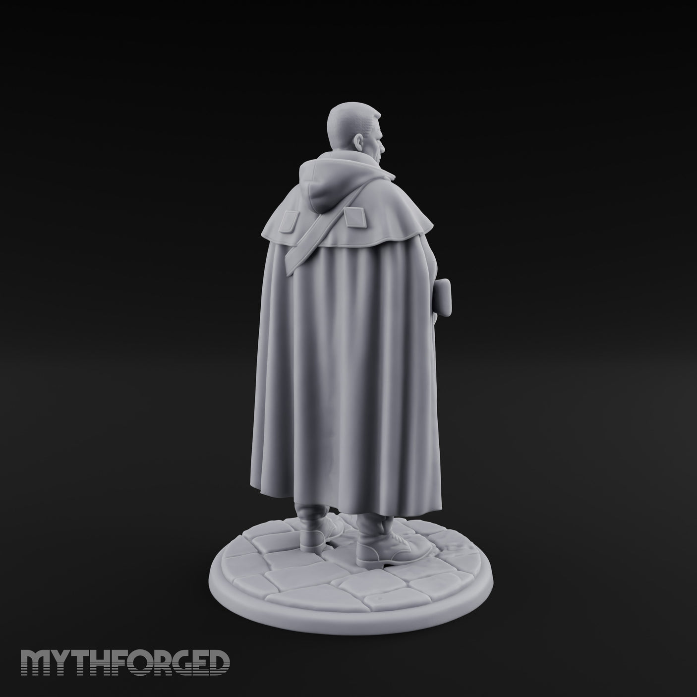 Shotgun-Slung Cape-Flowing Human Wanderer Miniature for Dungeons and Dragons, Pathfinder or other TTRPGs
