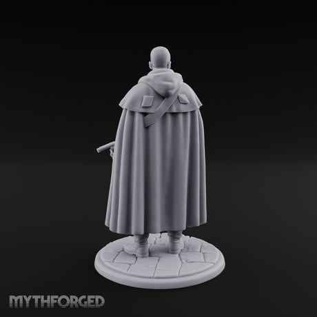 Shotgun-Slung Cape-Flowing Human Wanderer Miniature for Dungeons and Dragons, Pathfinder or other TTRPGs