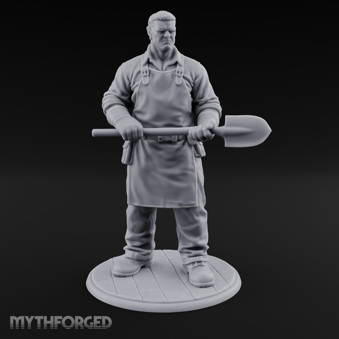 Shovel Gripping Human Gravedigger Miniature for Dungeons and Dragons, Pathfinder or other TTRPGs