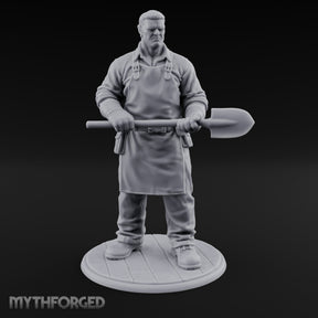 Shovel Gripping Human Gravedigger Miniature for Dungeons and Dragons, Pathfinder or other TTRPGs