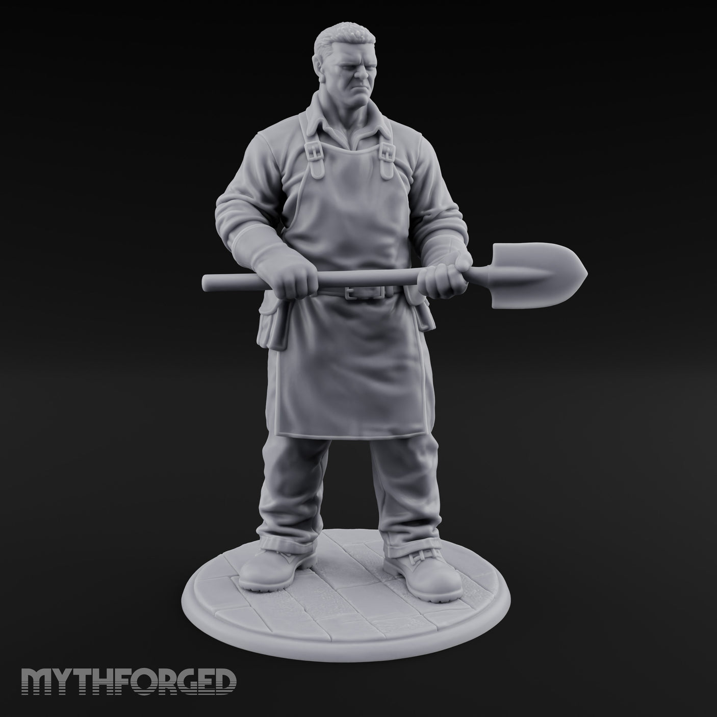 Shovel Gripping Human Gravedigger Miniature for Dungeons and Dragons, Pathfinder or other TTRPGs