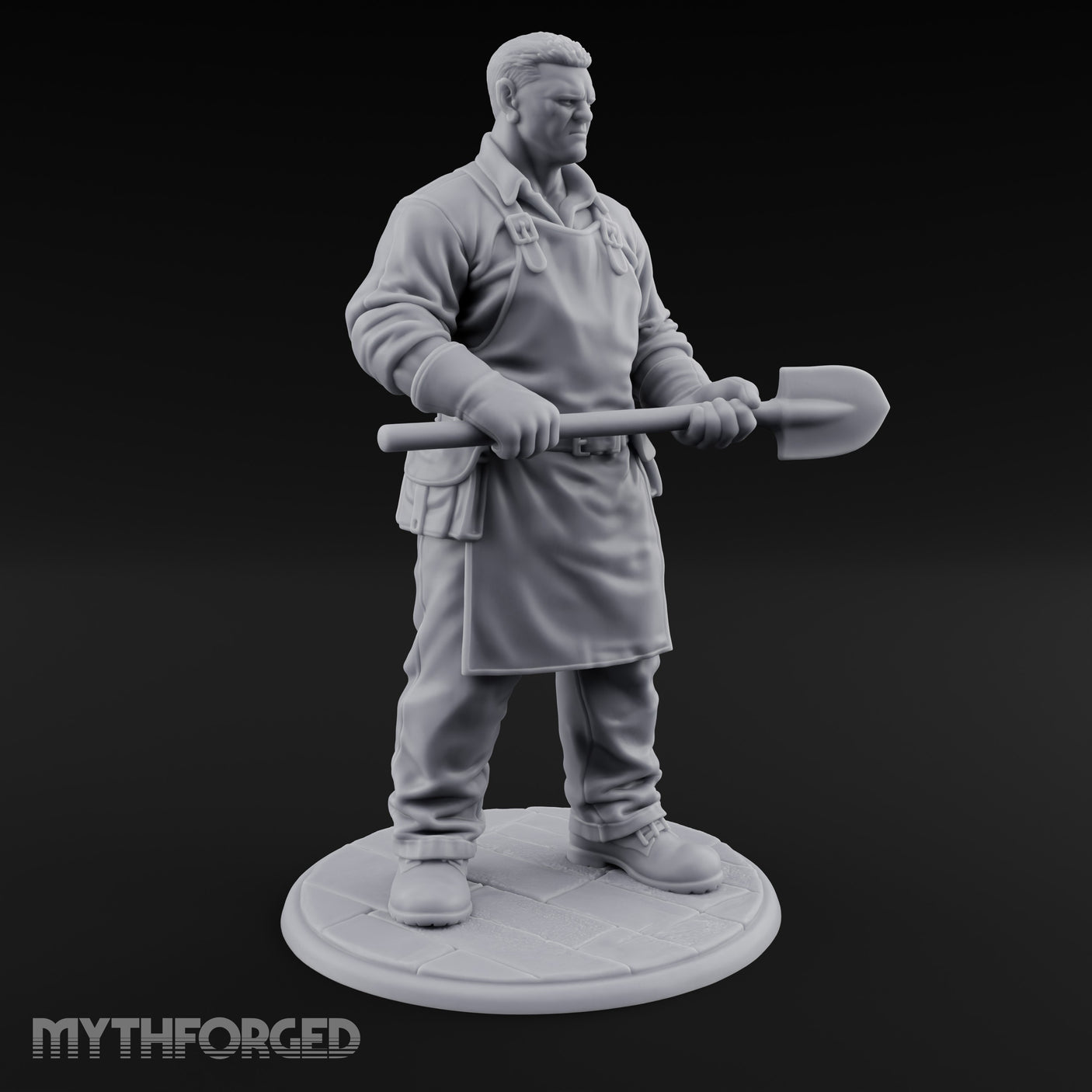Shovel Gripping Human Gravedigger Miniature for Dungeons and Dragons, Pathfinder or other TTRPGs