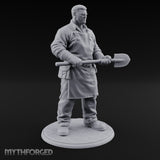 Shovel Gripping Human Gravedigger Miniature for Dungeons and Dragons, Pathfinder or other TTRPGs