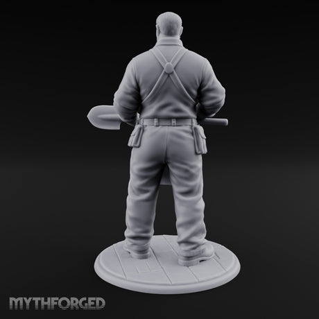 Shovel Gripping Human Gravedigger Miniature for Dungeons and Dragons, Pathfinder or other TTRPGs