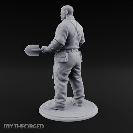 Shovel Gripping Human Gravedigger Miniature for Dungeons and Dragons, Pathfinder or other TTRPGs