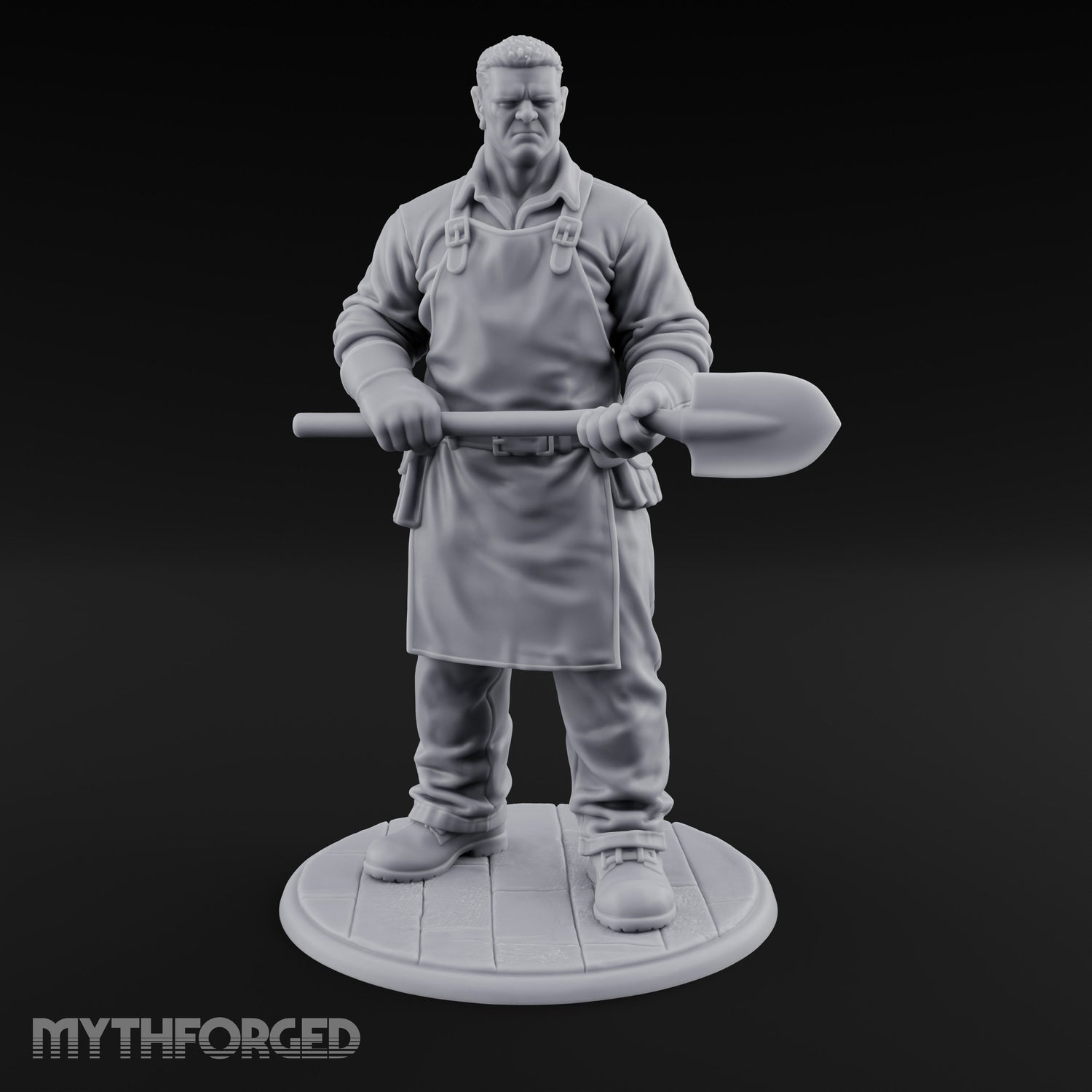 Shovel Gripping Human Gravedigger Miniature for Dungeons and Dragons, Pathfinder or other TTRPGs
