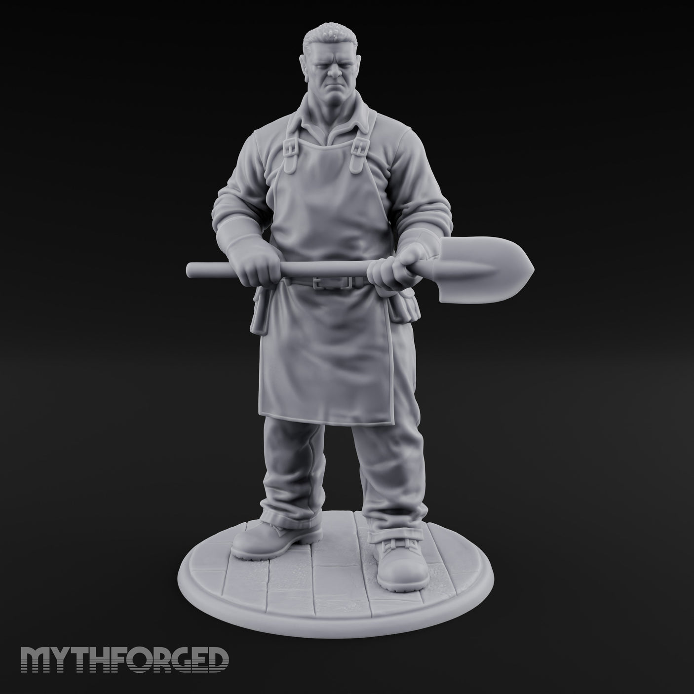 Shovel Gripping Human Gravedigger Miniature for Dungeons and Dragons, Pathfinder or other TTRPGs