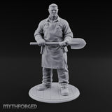 Shovel Gripping Human Gravedigger Miniature for Dungeons and Dragons, Pathfinder or other TTRPGs